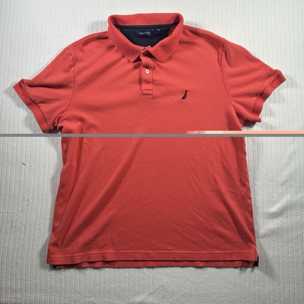 Nautica Mens Polo Shirt XL Pink Short Sleeve Classic Fit Golf Sailing Logo